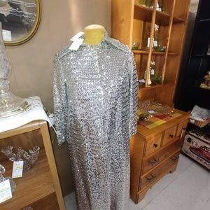 Vintage Silver Sequine Evening Coat